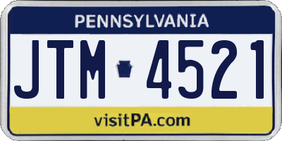 PA license plate JTM4521
