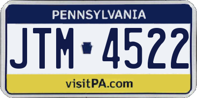 PA license plate JTM4522