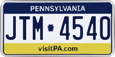 PA license plate JTM4540