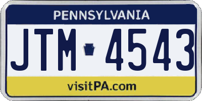 PA license plate JTM4543