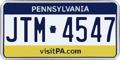 PA license plate JTM4547