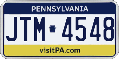 PA license plate JTM4548