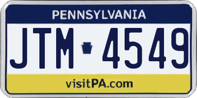 PA license plate JTM4549
