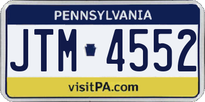PA license plate JTM4552