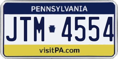 PA license plate JTM4554