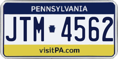 PA license plate JTM4562