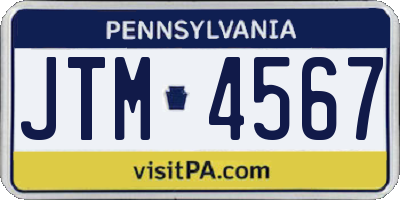 PA license plate JTM4567
