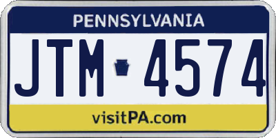 PA license plate JTM4574