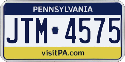 PA license plate JTM4575