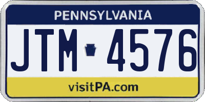 PA license plate JTM4576