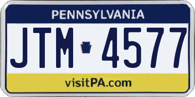 PA license plate JTM4577