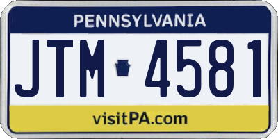 PA license plate JTM4581