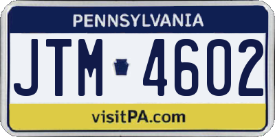 PA license plate JTM4602