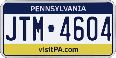 PA license plate JTM4604