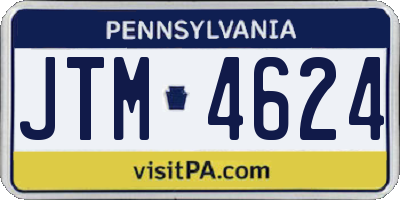 PA license plate JTM4624