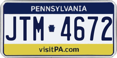 PA license plate JTM4672