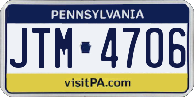 PA license plate JTM4706