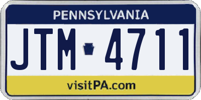 PA license plate JTM4711