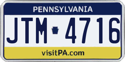 PA license plate JTM4716