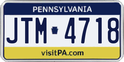 PA license plate JTM4718