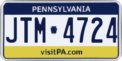 PA license plate JTM4724