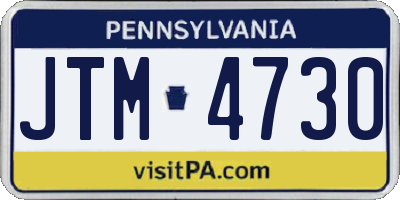 PA license plate JTM4730