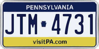 PA license plate JTM4731