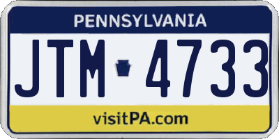PA license plate JTM4733