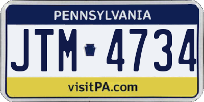 PA license plate JTM4734