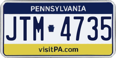 PA license plate JTM4735