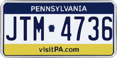 PA license plate JTM4736