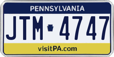 PA license plate JTM4747