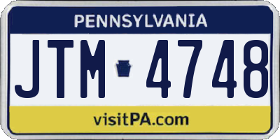 PA license plate JTM4748