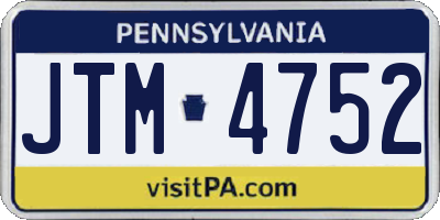 PA license plate JTM4752