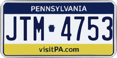 PA license plate JTM4753