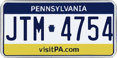 PA license plate JTM4754