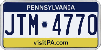 PA license plate JTM4770