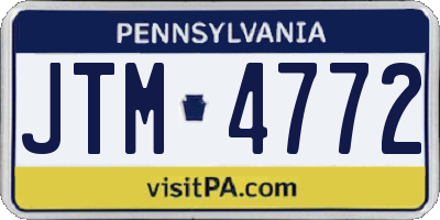 PA license plate JTM4772