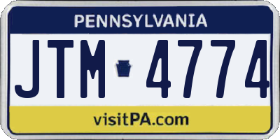 PA license plate JTM4774