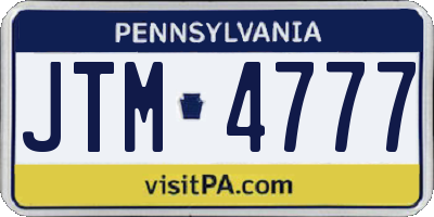 PA license plate JTM4777