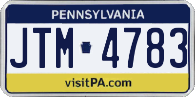 PA license plate JTM4783