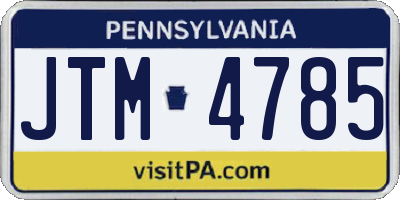PA license plate JTM4785