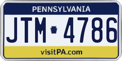 PA license plate JTM4786