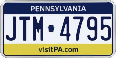 PA license plate JTM4795