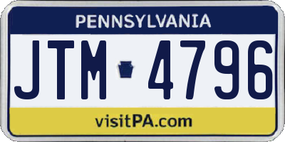 PA license plate JTM4796