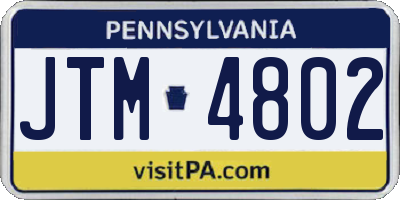 PA license plate JTM4802