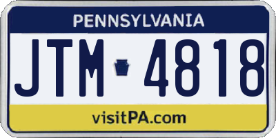 PA license plate JTM4818