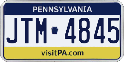 PA license plate JTM4845