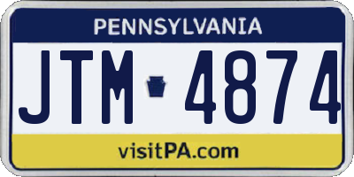 PA license plate JTM4874