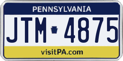 PA license plate JTM4875